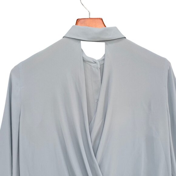 BCBGMaxAzria Dianna Blouse Blue Frost Long Sleeve Open Back Top Size S - Picture 4 of 9